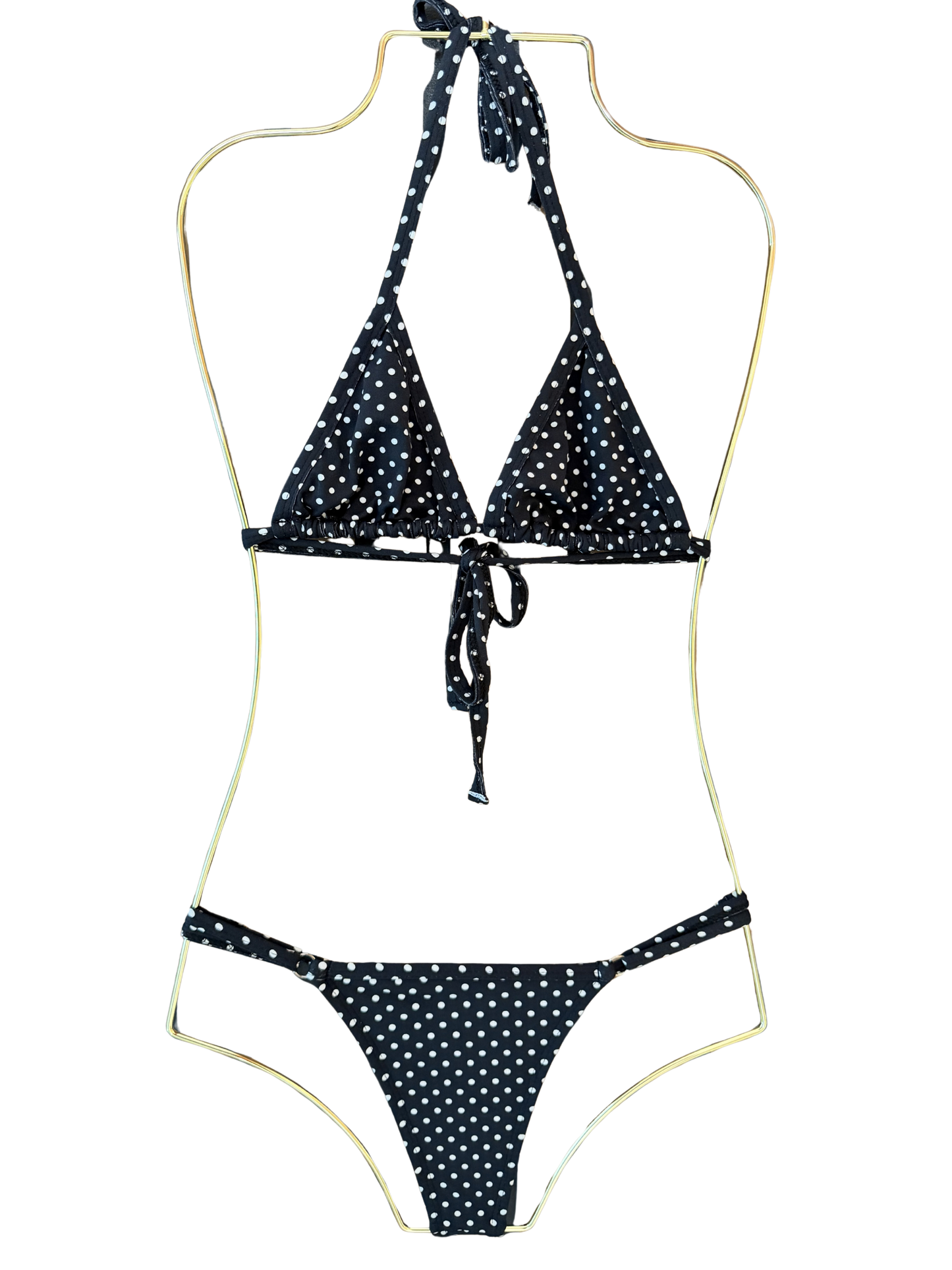Black Polka Dot Tan Bottom