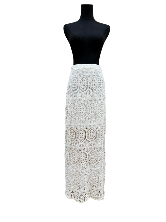 White Crochet Maxi Skirt