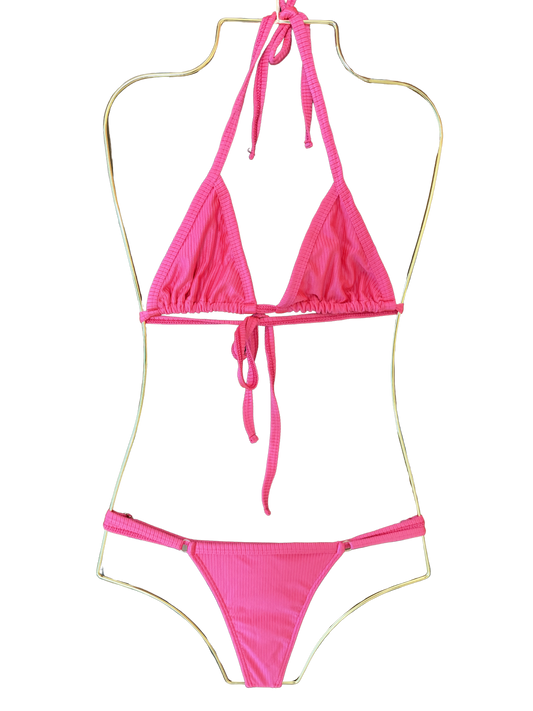 Pink Textured Tan Bottom