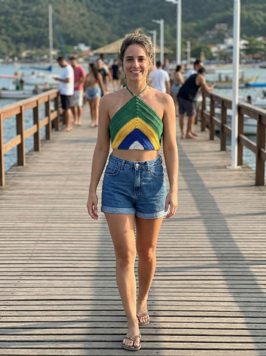 Brazil Flag Crochet Top