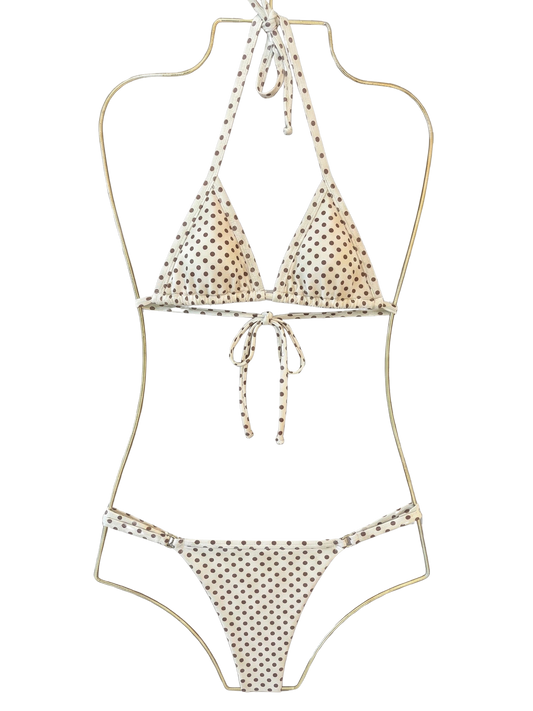 White Polka Dot Tan Top