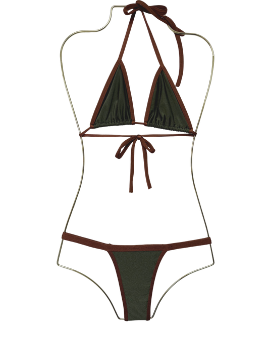 Brown Navy Green Fita Bikini